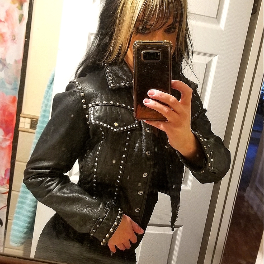 Real Leather Wilson's Maxima Coat Jacket Studded size small S
